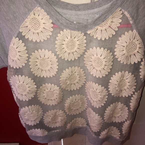 Atmosphere𝅺 Floral Embroidered Pullover Short Sleeve Sweatshirt - Picture 5 of 7